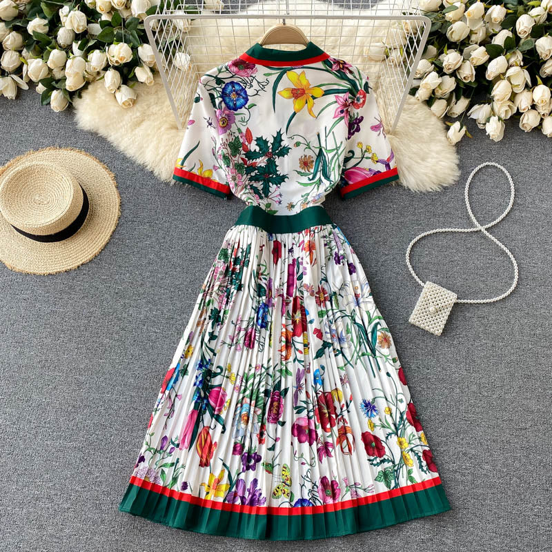 Pleated Dress Flower Print