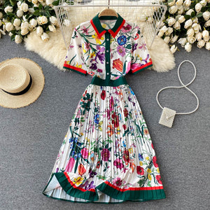 Pleated Dress Flower Print