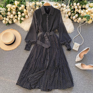 French Maxi Dress Polka Dot Dresses