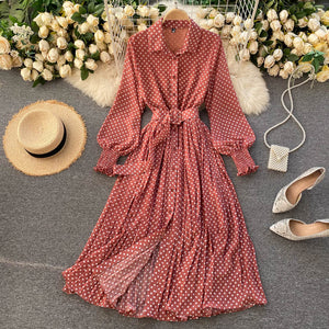 French Maxi Dress Polka Dot Dresses