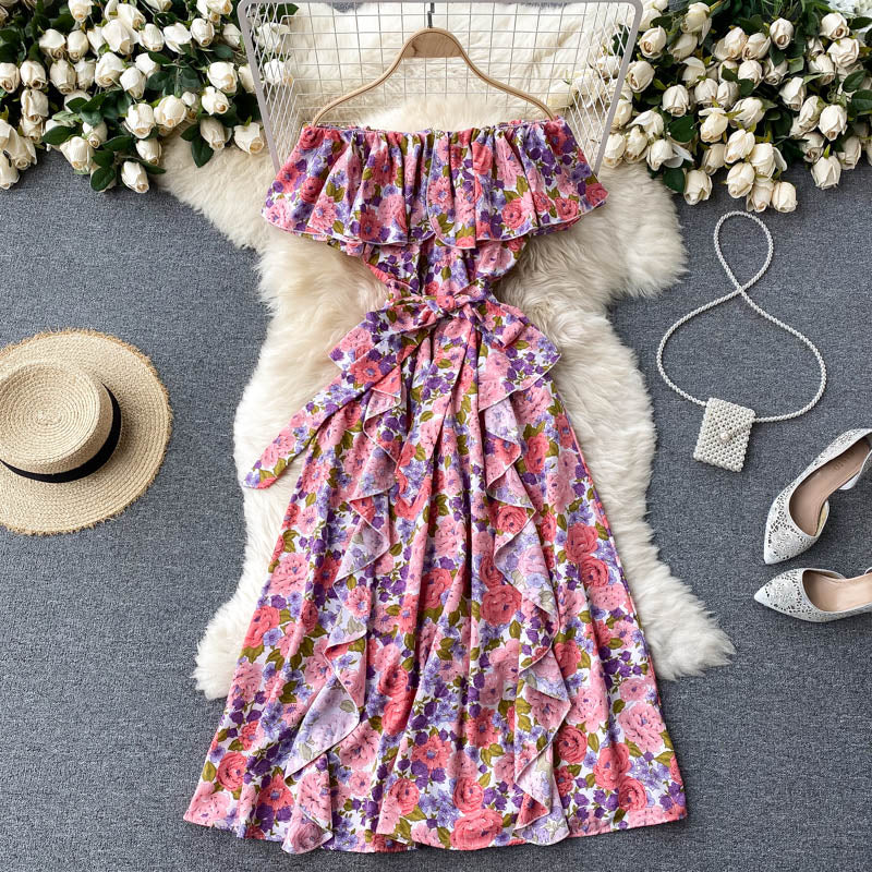 Boho Vintage off shoulder Dress