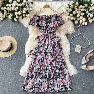 Boho Vintage off shoulder Dress