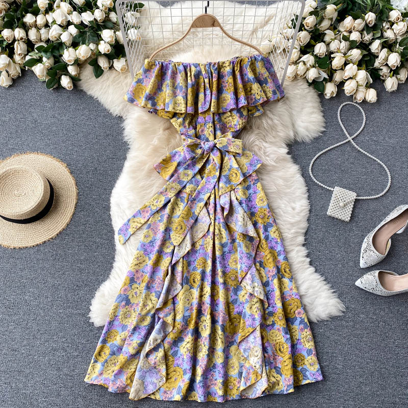 Boho Vintage off shoulder Dress