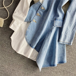 Spring irregular denim shirt Dress suit Dress – BIGBOSSCYKA