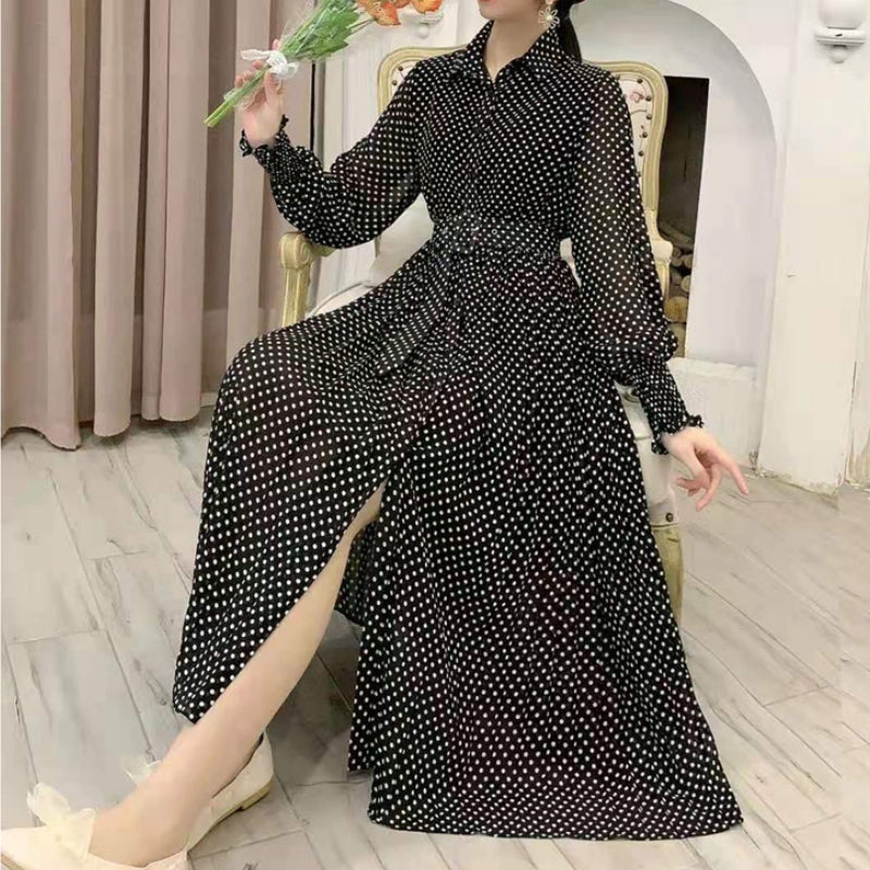 French Maxi Dress Polka Dot Dresses