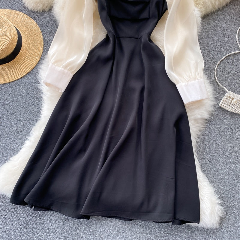 Long Sleeve Square Collar Dresses