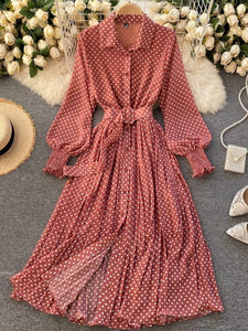 French Maxi Dress Polka Dot Dresses